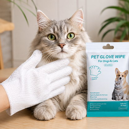 PawPure™ No-Rinse Pet Cleaning Gloves | Waterless Grooming for Cats & Dogs