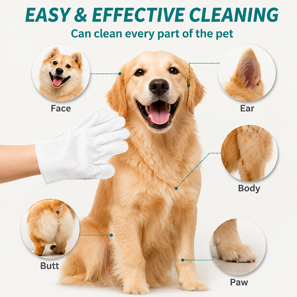 PawPure™ No-Rinse Pet Cleaning Gloves | Waterless Grooming for Cats & Dogs