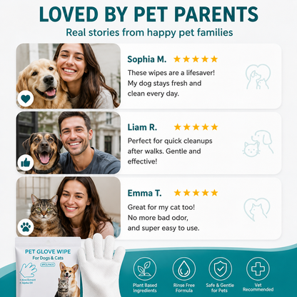 PawPure™ No-Rinse Pet Cleaning Gloves | Waterless Grooming for Cats & Dogs