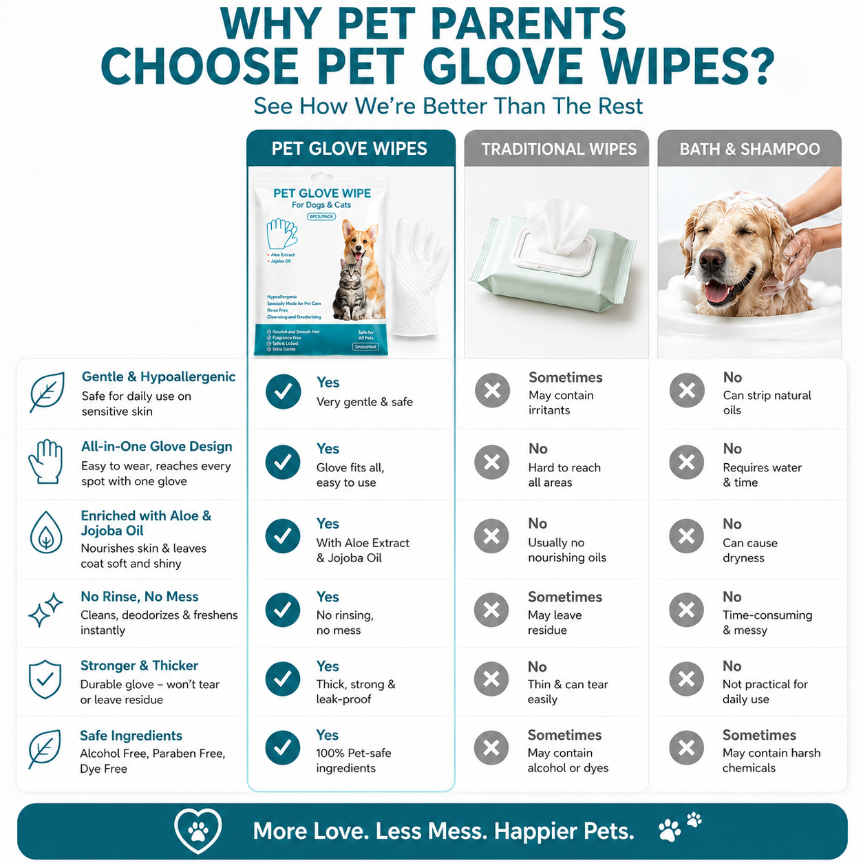 PawPure™ No-Rinse Pet Cleaning Gloves | Waterless Grooming for Cats & Dogs