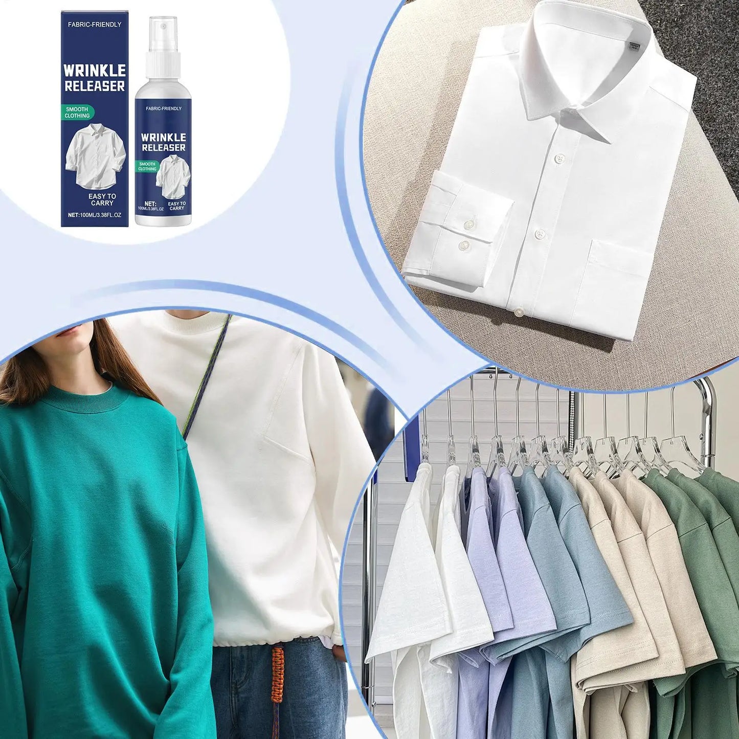 WrinklEase™ – Instant Wrinkle Release & Fabric Refresh Spray