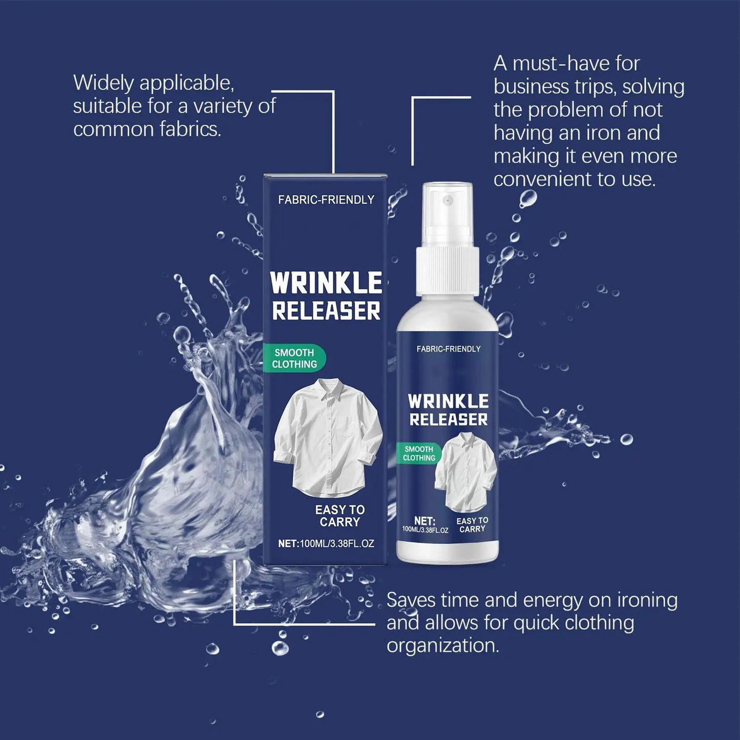 WrinklEase™ – Instant Wrinkle Release & Fabric Refresh Spray
